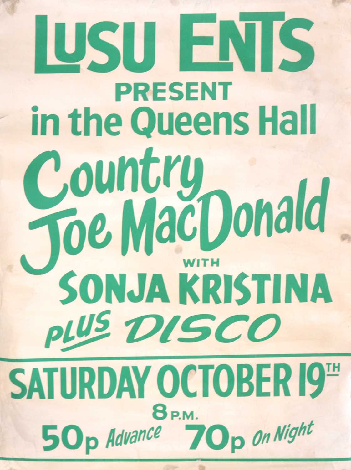 Lot 98 - Three Leicester University Student's Union music gig posters, c1970s