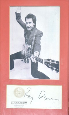 Lot 76 - The Kinks; signed postcard of all four members first names, framed and glazed.
