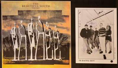 Lot 84 - Level 42 and The Beautiful South; signed photos, framed and glased.
