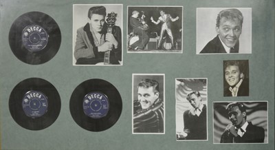 Lot 81 - Music Memorabillia; four framed examples, Billy Fury, Alvin Stardust, Faith Hill and an Isle of Wight Festival poster.