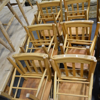 Lot 55 - A set of twelve beech framed Chapel chairs