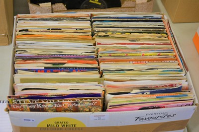 Lot 36 - A box of aprox 250 mixed 7" single records, including Adam and the Ants, Culture Club, Cilla Black and others.