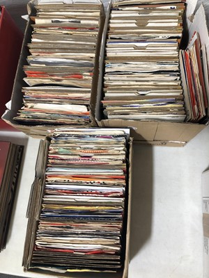 Lot 34 - Three boxes of aprox 400+ mixed 7" single records, Small Faces, Freddie and the Dreamers etc.