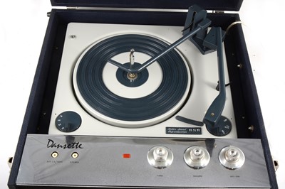 Lot 55 - A Dansette Burmuda vintage portable record player, with BSR turntable, blue and crome finnish case.