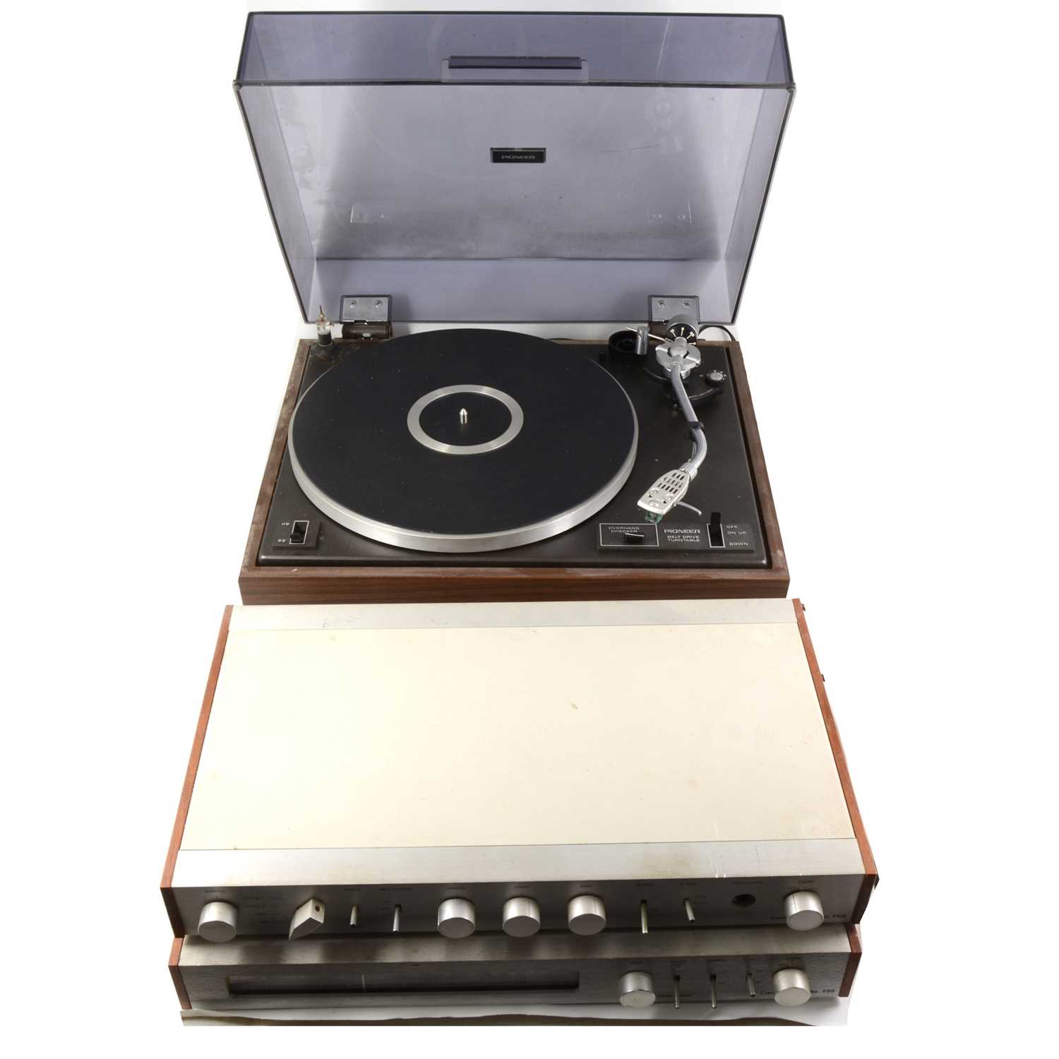 Lot 51 - Audio equipment; A PL-12D Pioneer turntable, P50 Cambridge Audio stereo amplifier, T45 Cambridge audio FM radio tuner.