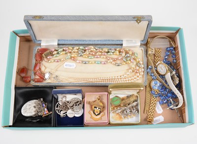 Lot 1393 - A collection of silver and costume jewellery.