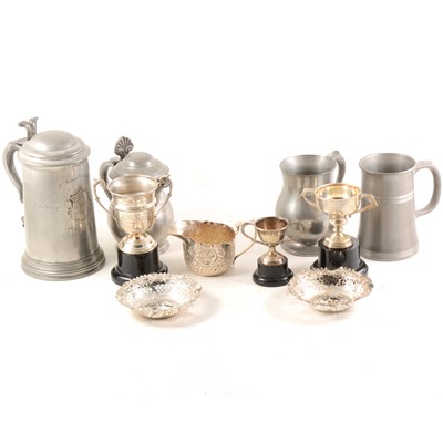 Lot 193 - A collection of silver, silver-plated and pewter wares.