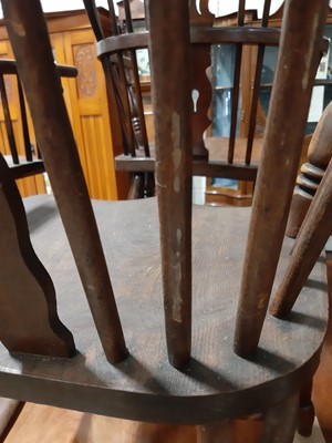 Lot 96 - A matched set of four Victorian elm and ash Windsor chairs, and another Windsor chair