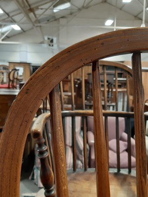 Lot 96 - A matched set of four Victorian elm and ash Windsor chairs, and another Windsor chair