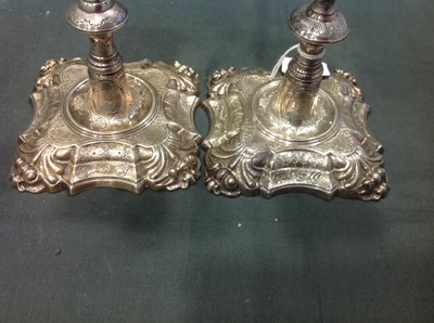 Lot 174 - Near pair of George III silver dwarf candlesticks, William Cafe, London 1761 and 1763
