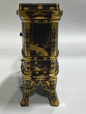 Lot 30 - A Japanese iron and gilt decorated Kodansu table cabinet, attributed to the Komai Company