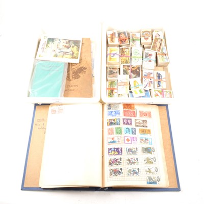 Lot 259 - A collection of cigarette cards, Valentine's "Aircraft Recognition" Cards and stamps.