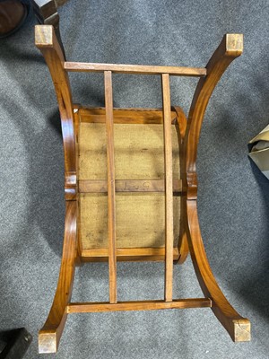 Lot 62 - An Edwardian satinwood and inlaid X-frame stool