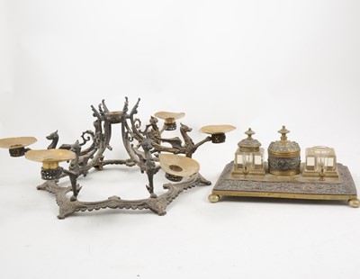 Lot 1111 - Victorian brass desk stand