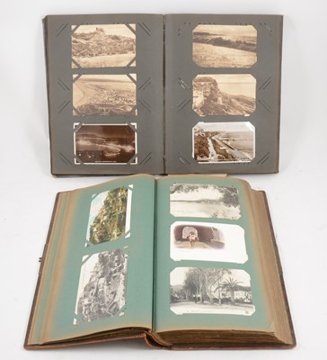 Lot 1133 - Leather postcard album and contents