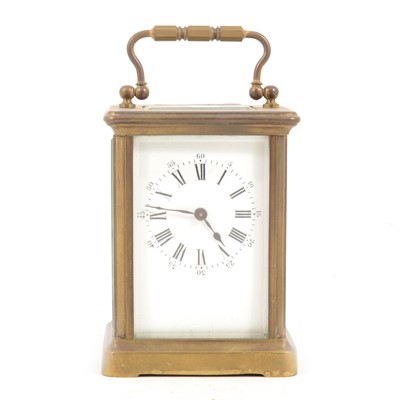 Lot 1416 - Small French brass carriage clock