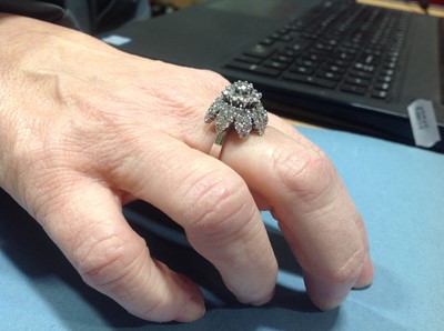 Lot 202 - A diamond cluster cocktail ring.