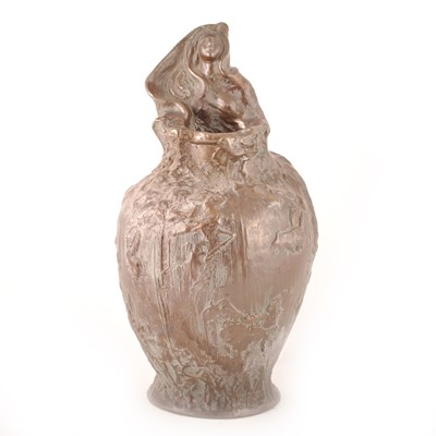 Lot 599 - An Art Nouveau pottery figural vase by Bretby Art Pottery