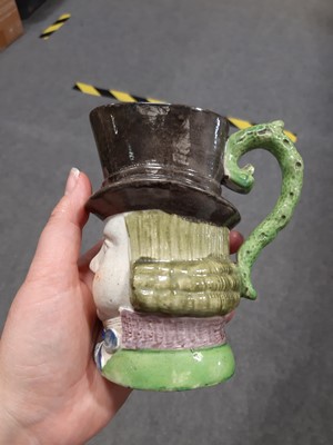 Lot 1 - Staffordshire pearlware type character jug, John Liston as Paul Pry, 14cm.