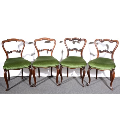 Lot 545 - Two matched pairs of Victorian rosewood dining chairs