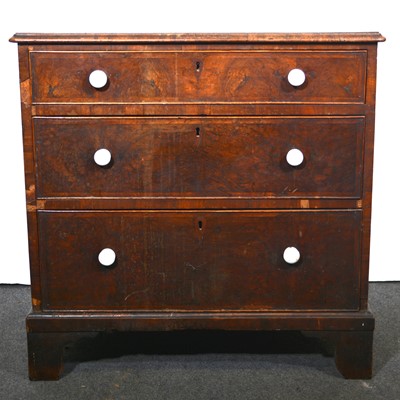 Lot 488 - George III walnut chest of drawers, of small proportions.