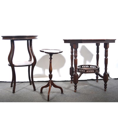 Lot 463 - Octagonal window table, another window table, and a wine table.