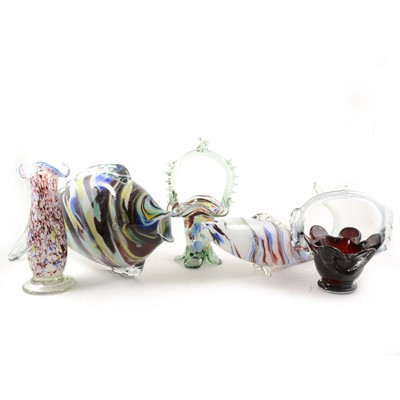 Lot 50 - A collection of handblown Murano fish and vessels