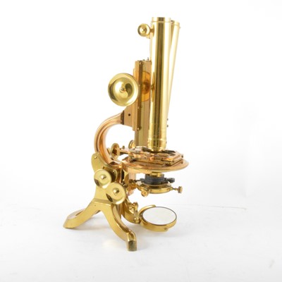 Lot 242 - A lacquered brass binocular microscope, J. Swift & Son