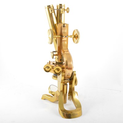 Lot 242 - A lacquered brass binocular microscope, J. Swift & Son
