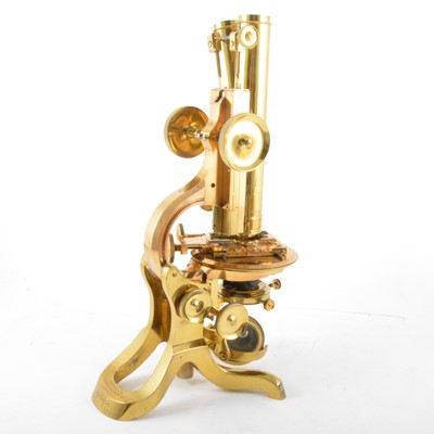 Lot 242 - A lacquered brass binocular microscope, J. Swift & Son