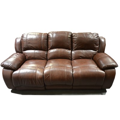 Lot 503 - A contemporary two-piece brown leather reclining lounge suite