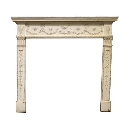 Lot 1603 - An Edwardian painted pine fire surround, in the Adam style