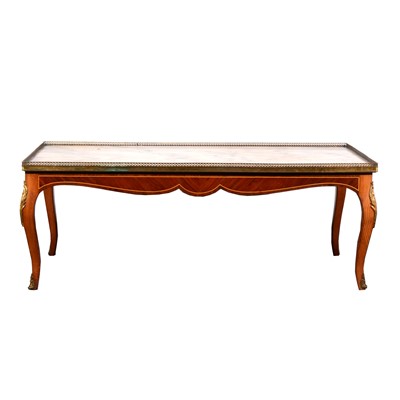 Lot 614 - A French beech and mahogany coffee table, 20th Century