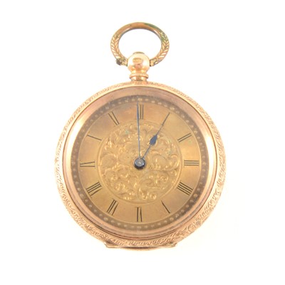 Lot 371 - A small yellow metal open face pocket watch