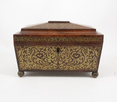 Lot 1113 - A Regency rosewood and boulle work tea caddy