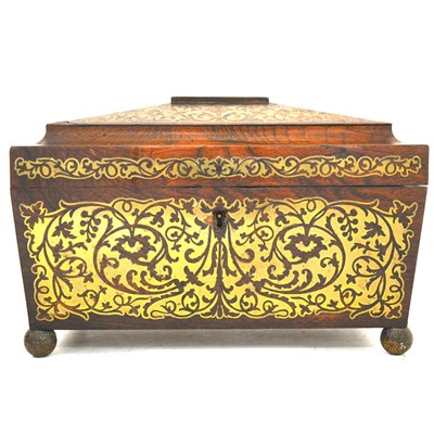 Lot 1113 - A Regency rosewood and boulle work tea caddy