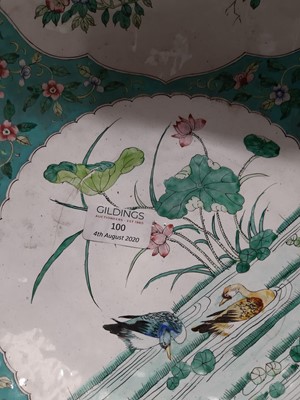 Lot 100 - Early 20th. cent. Chinese Canton Enamel bowl with wooden stand.