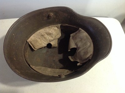 Lot 112 - WWI German war helmet, lacking chinstrap.