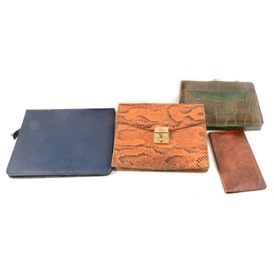 Lot 145 - A collection of Art Deco clutch bags, vintage wallets and bill folds, writing case.