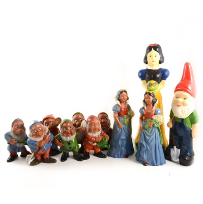 Lot 303 - Two sets of vintage Snow White and The Seven Dwarfs and three further Snow Whites and Dwarf.