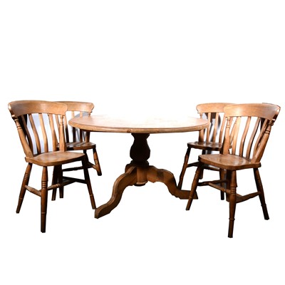 Lot 20 - A modern pine kitchen table and six chairs