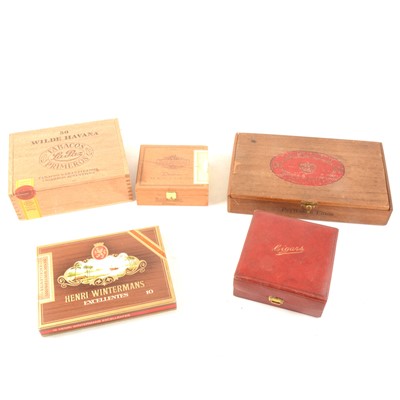Lot 188 - A collection of cigar boxes, books and some cigars.