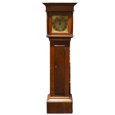 Lot 575 - An oak longcase clock, signed E Gatland Cuckfield, 30-hour movement