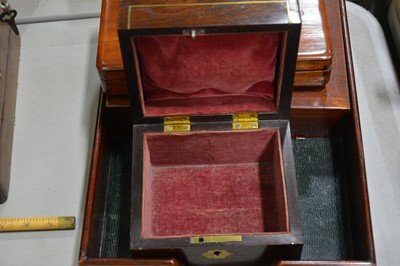 Lot 177 - A brass strung rosewood box and three others together with a letter tray.