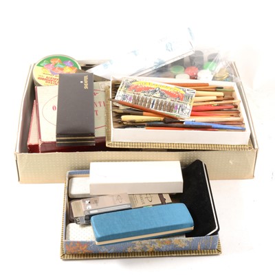 Lot 179 - A collection of dip pens, inks and  printing sets, Parker and Shaeffer pens.
