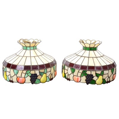 Lot 484 - A pair of large Tiffany-style light shades