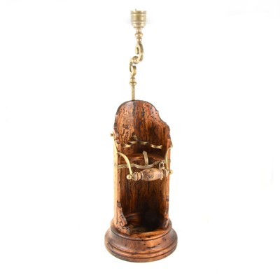 Lot 166 - A brass mounted continental wooden decanter stand with fittings to take four glasses.