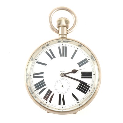 Lot 375 - An 8 day Goliath open face pocket watch in steel case.