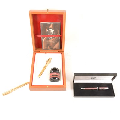 Lot 176 - Two Sheaffer fountain pens, including a 'Commemorative' limited edition, and a Mont Blanc ballpoint pen