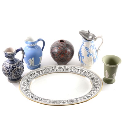 Lot 25 - Assorted decorative ceramics, including Doulton Lambeth stoneware jugs